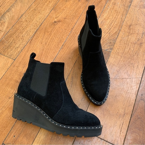 Cecelia New York Gemma Slip On Wedge Bootie in Black Suede 6 - Picture 2 of 10